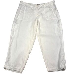 Tommy Bahama White 100% Linen‎ Crop Pants Women S 14 Boho Beachy Resort Coastal